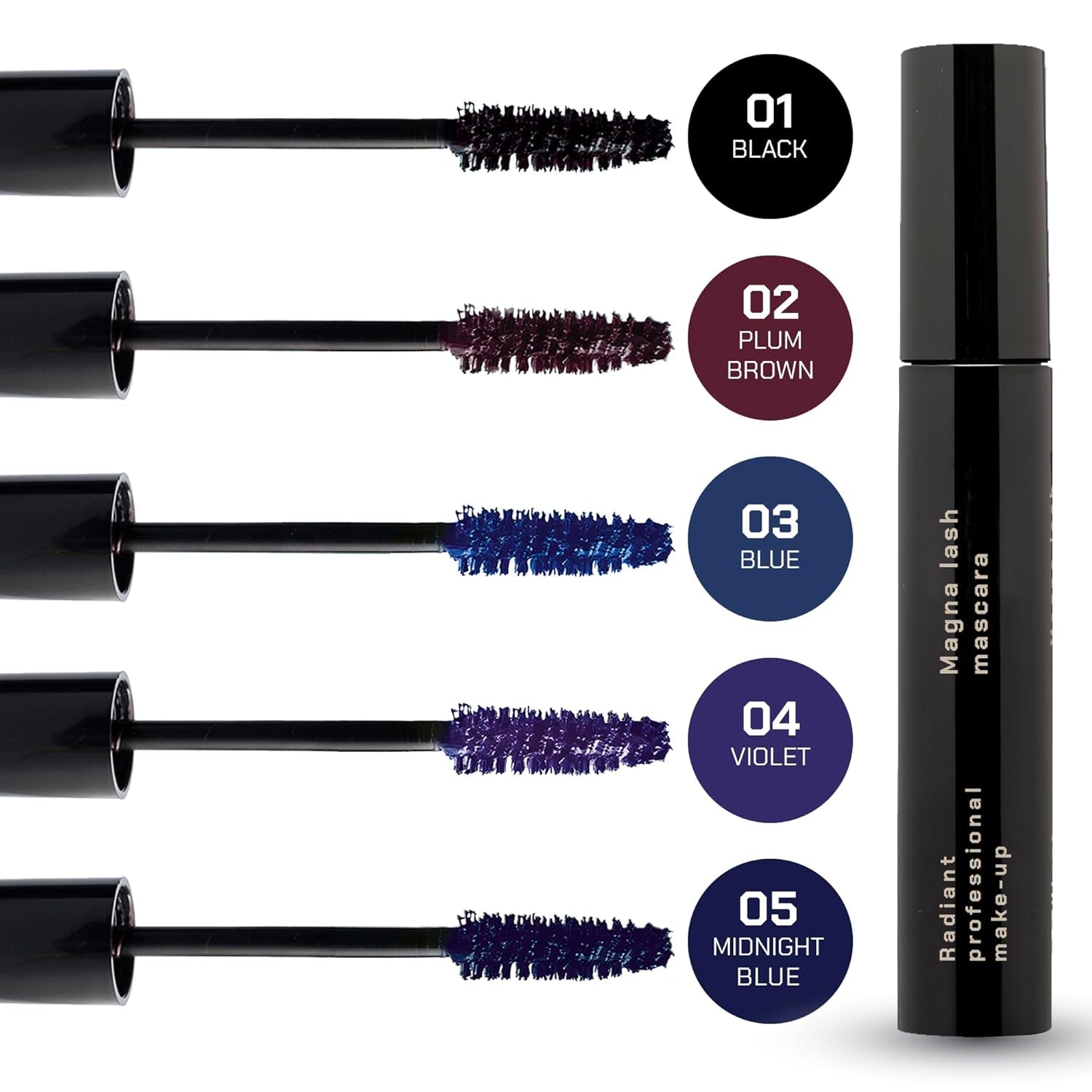 Radiant Professional Lengthening Mascara with Silicone Brush – Smudge-Proof Curl Mascara Volume and Length for Sensitive Eyes, Cruelty Free, Ideal for Mature & Young Women, 0.43 Oz (01 Black)