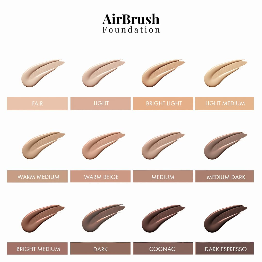 Magicminerals Airbrush Foundation Set by  - Complete 5Pc Spray Makeup Set with Foundation, Primer, and Setting/Finishing Spray - for Smooth, Radiant Skin (Warm Beige)