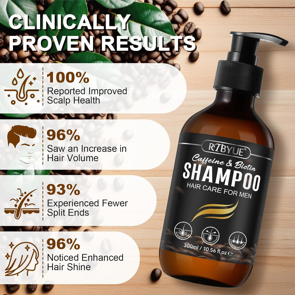 Caffeine Shampoo Cleanses Scalp, Promotes Natural Hair Growth - Men'S Scalp Tonic for Thinning Hair