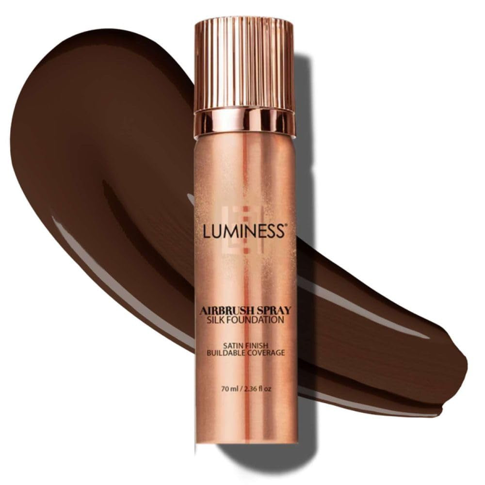 Silk Airbrush Spray Foundation - Full Coverage Foundation - Formula Hydrates & Moisturizes with Hyaluronic Acid, Aloe Vera & Hydrolyzed Silk (Shade - Rich)