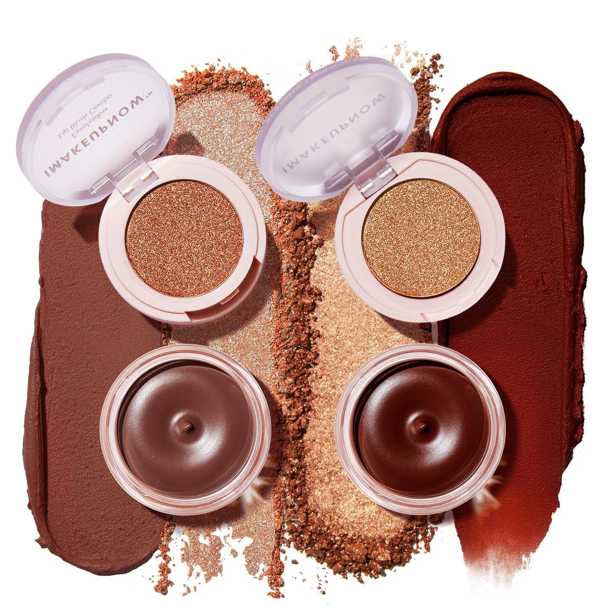 Cream Blush for Cheeks and Eye, Shimmer Eye Shadow Palette Pigmented Pink Blush Make up Sets 2PCS - #002 + #003