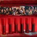 Blood Red Lipstick Black Grey Blue Halloween Makeup Kit, 3 Colors Matte Melting Lip Powder Cream Lip Gloss Glitter for Women Long Lasting Highly Pigmented Lips Eyes & Cheeks Tint Goth Cosplay
