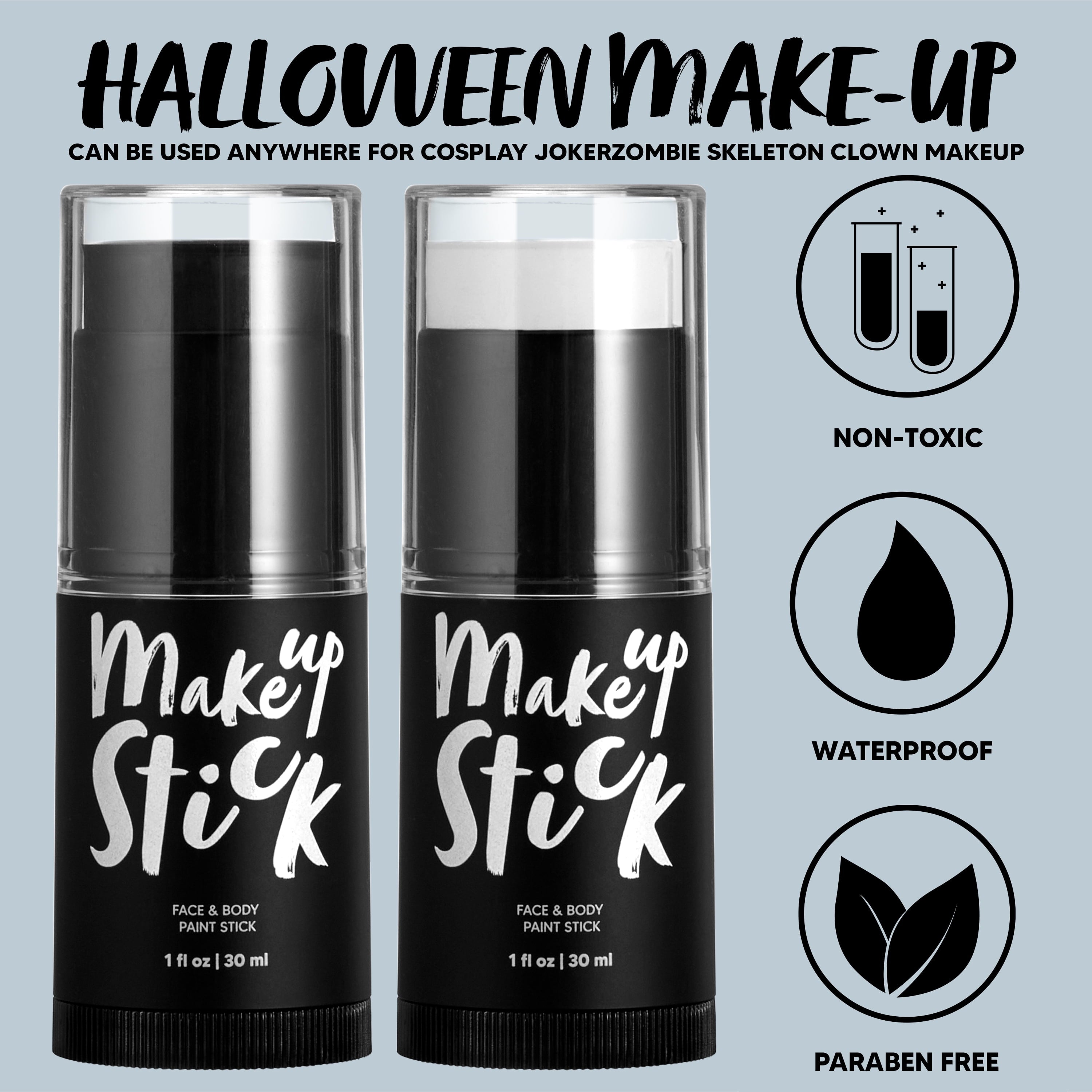 3 Pcs Halloween Makeup Stick,Halloween Body Painting Kit SFX Makeup for Zombie Vampire Skeleton Joker Cosplay for Adult Kids
