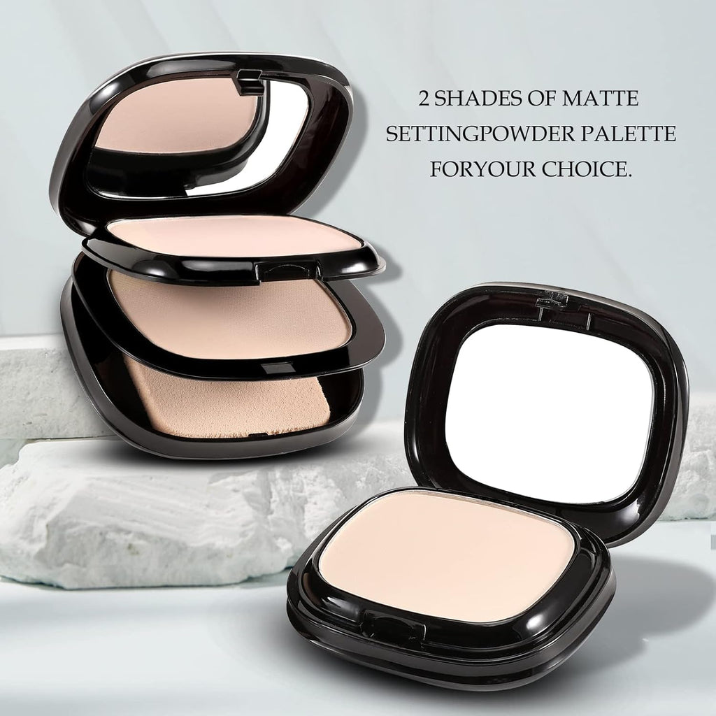 2 Layers Setting Powder - Matte Finishing Face Powder Compact - Light Shade Flawless Lightweight