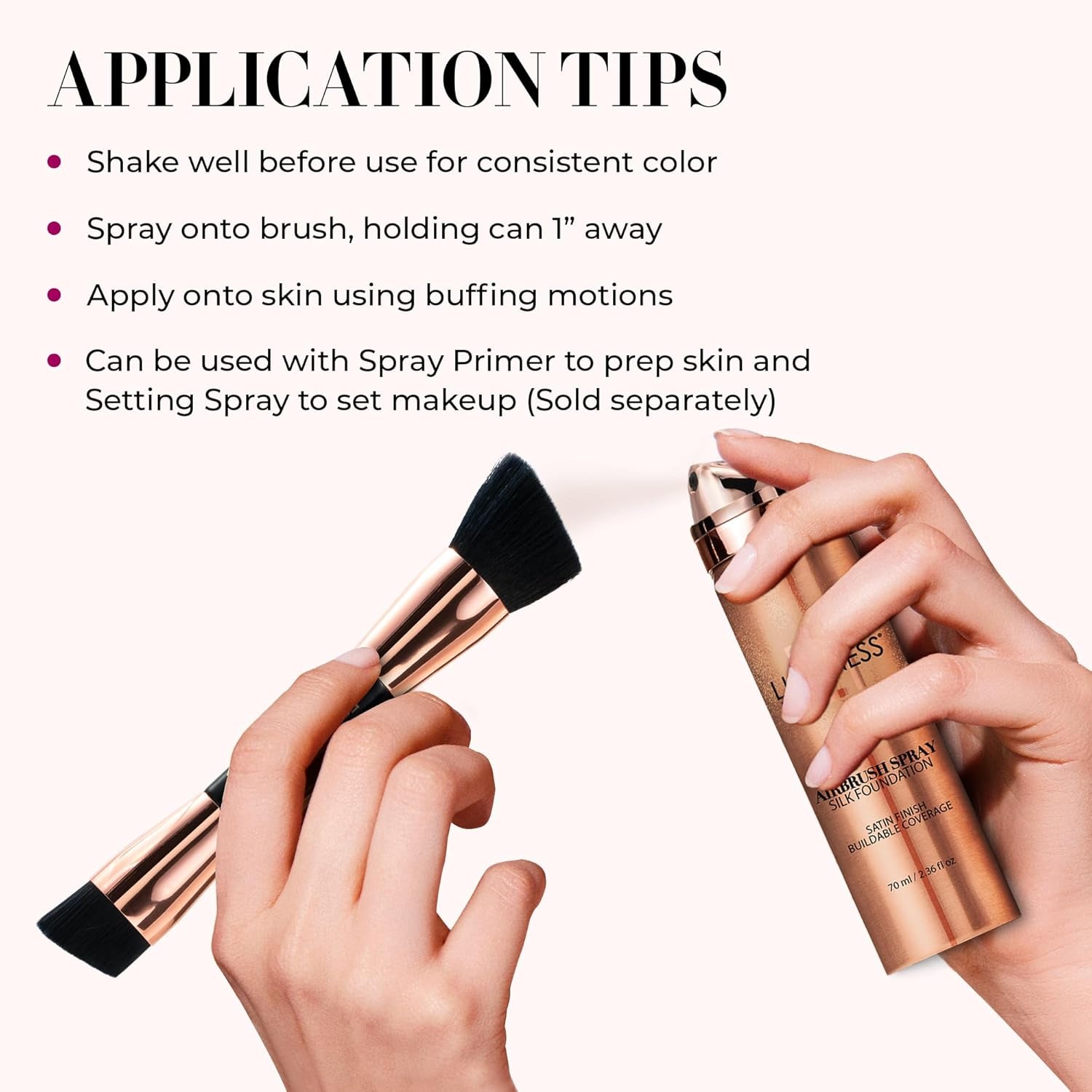 Silk Airbrush Spray Foundation - Full Coverage Foundation - Formula Hydrates & Moisturizes with Hyaluronic Acid, Aloe Vera & Hydrolyzed Silk (Shade - Rich)