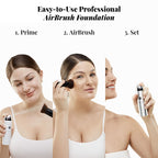 Magicminerals Airbrush Foundation Set by  - Complete 5Pc Spray Makeup Set with Foundation, Primer, and Setting/Finishing Spray - for Smooth, Radiant Skin (Warm Beige)
