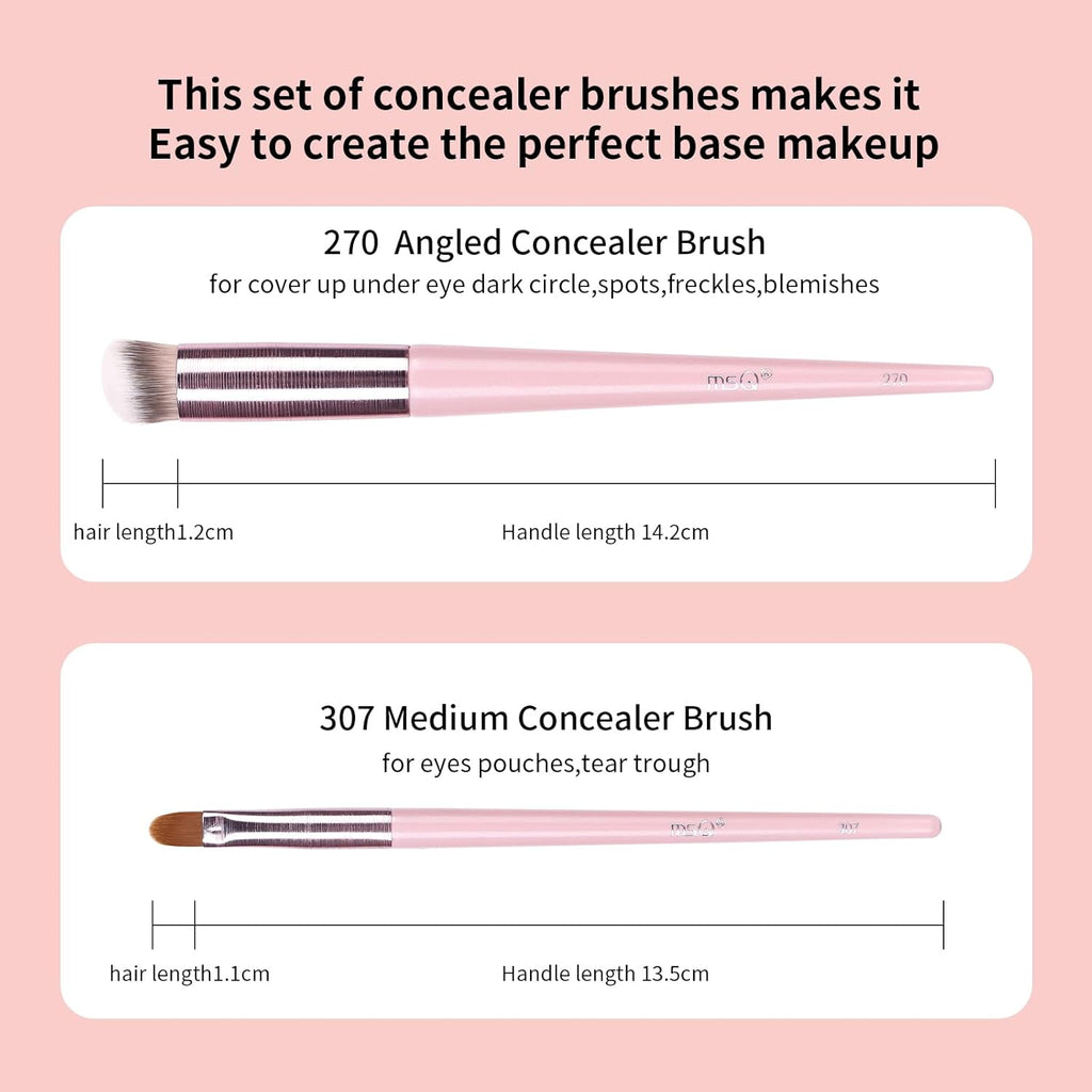 2Pcs Concealer Brush Angled Top Concealer Makeup Brush under Eye Mini Angled Brush Nose Contour Brush Small Makeup Foundation Brushes for Concealer Powder Cream Liquid Makeup Pink