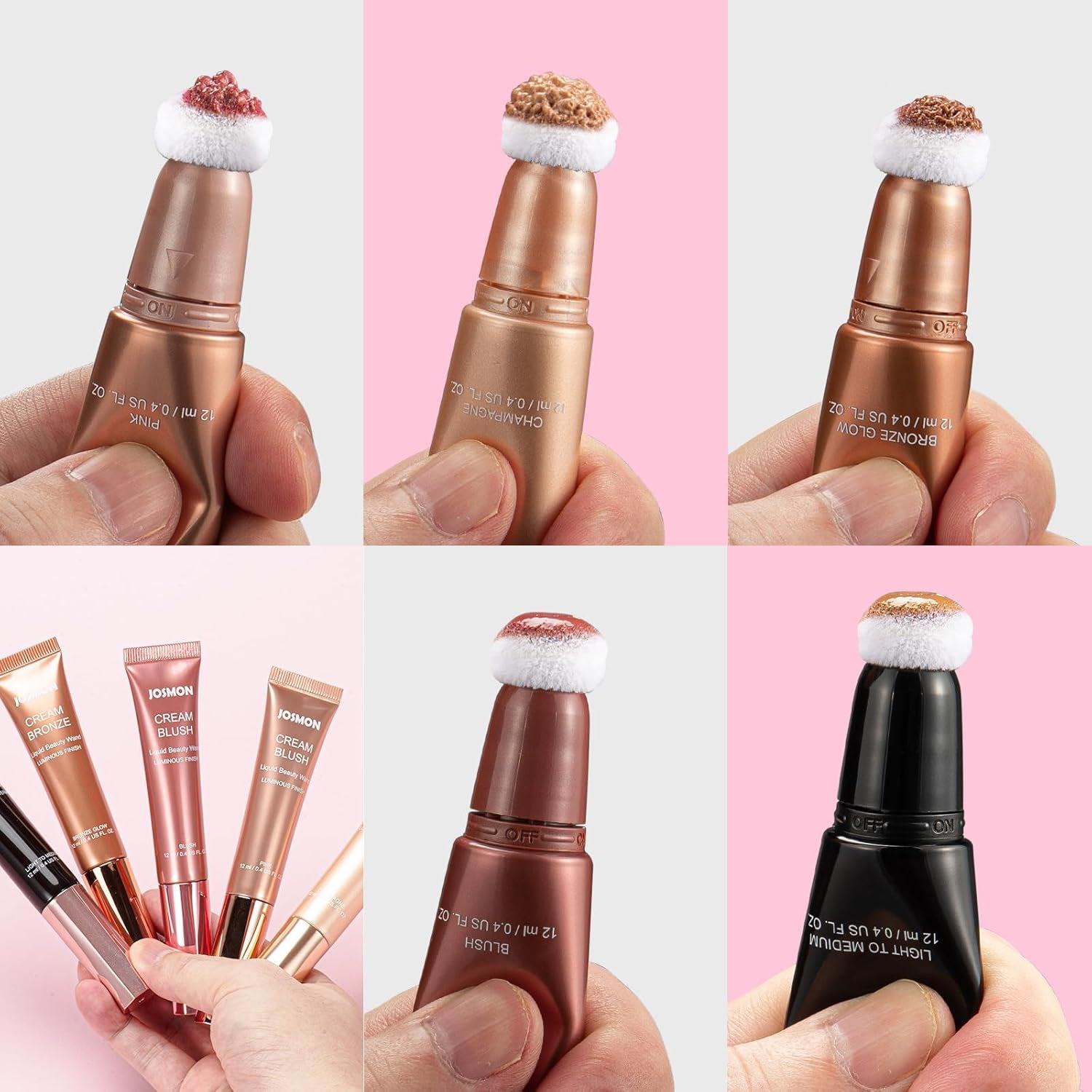 Liquid Highlighter Liquid Blush Bronzer Matte Contour Wand with Soft Cushion Applicator, Creamy and Longwear Formula for Face Makeup, Shimmer Finish Highlight and Glow, Comes in 7 Colors, 0.4Ozs Light to Medium 161