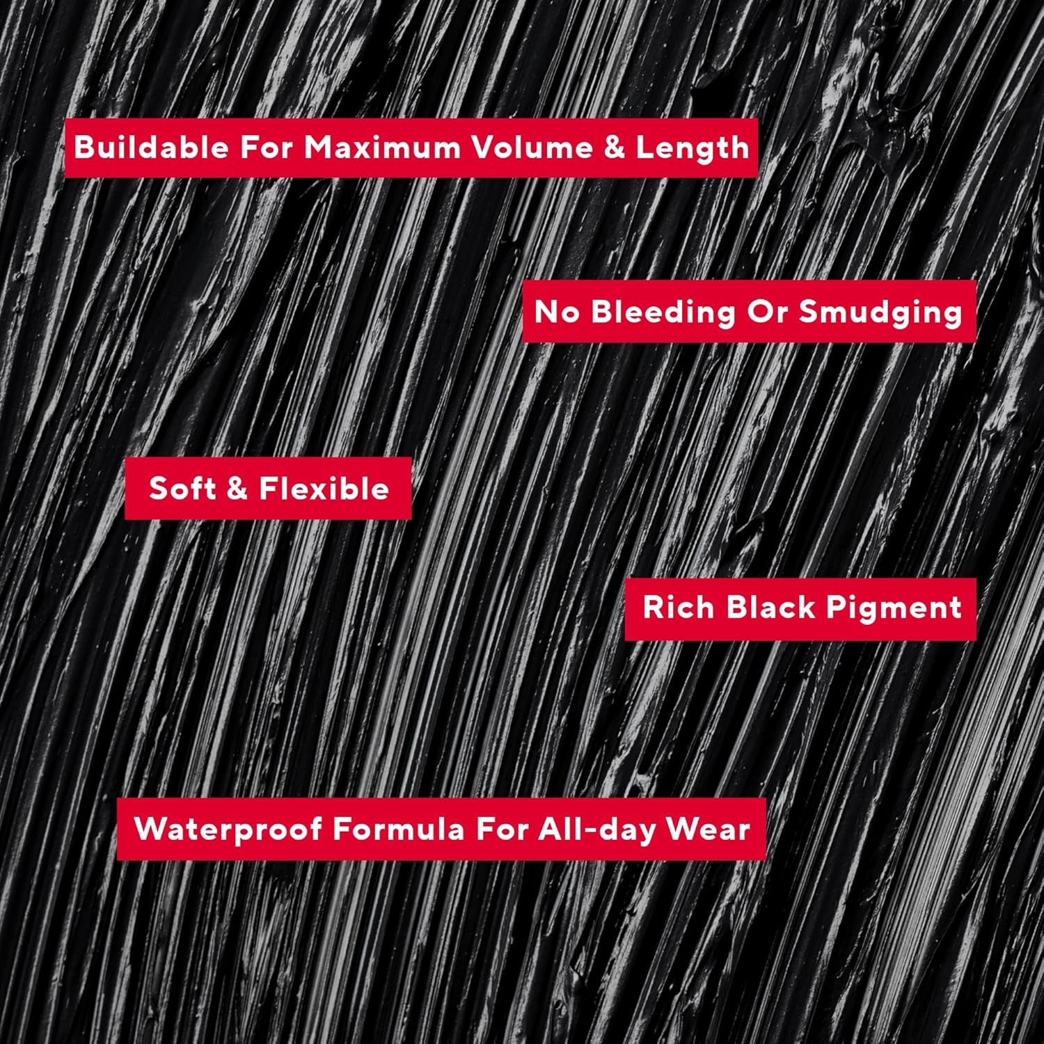 Lasting Lash Black Waterproof Mascara, Smear and Smudge-Proof & Adds Volume, Length, & Curl for Eyelashes, Thickening, Lengthening, & Volumizing Mascara for Sensitive Eyes