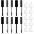 10Ml 10Pcs Empty Mascara Tube and Wand,  Empty Eyelash Serum Tube, Mini Eyelash Bottle with Brush Refillable Clear Mascara Containers for Castor Oil with Leak Stoppers