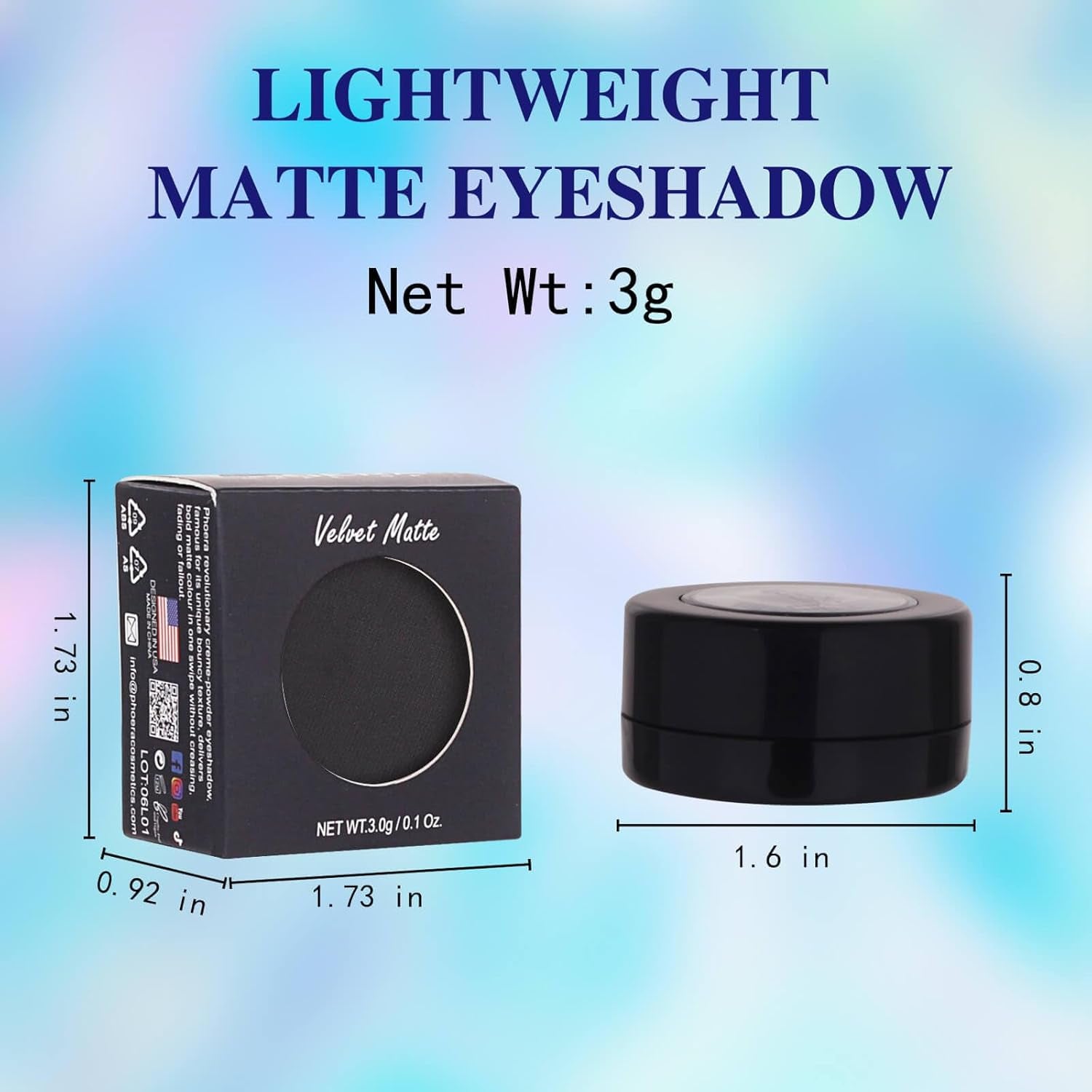 Black Single Eyeshadow,Pressed Powder Matte Eye Shadow,Ash Eye Black Special Effects Powder,Opaque Vegan Cruelty Free Eyeshadow for Halloween Goth Gothic Skull Makeup,Day & Night