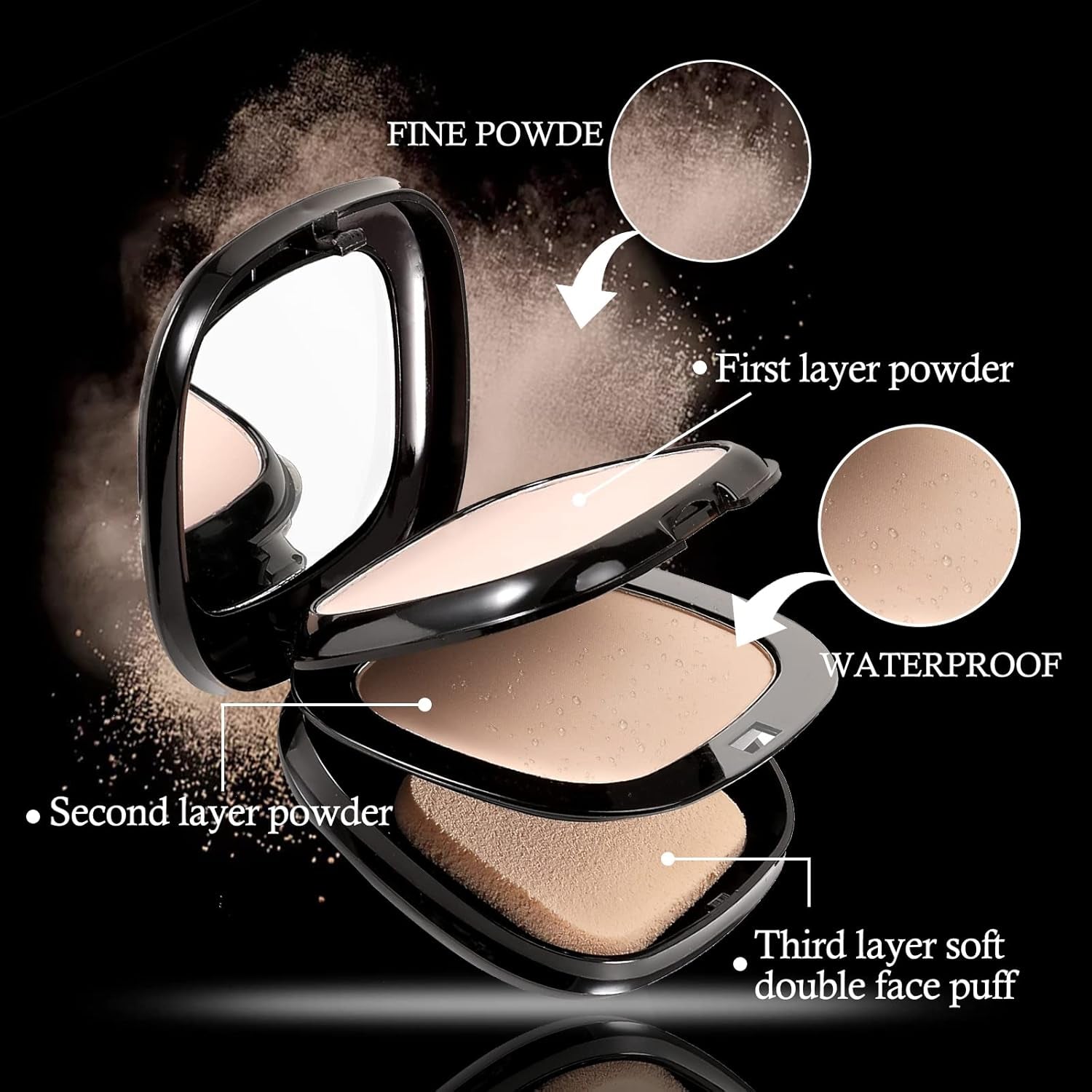 2 Layers Setting Powder - Matte Finishing Face Powder Compact - Light Shade Flawless Lightweight