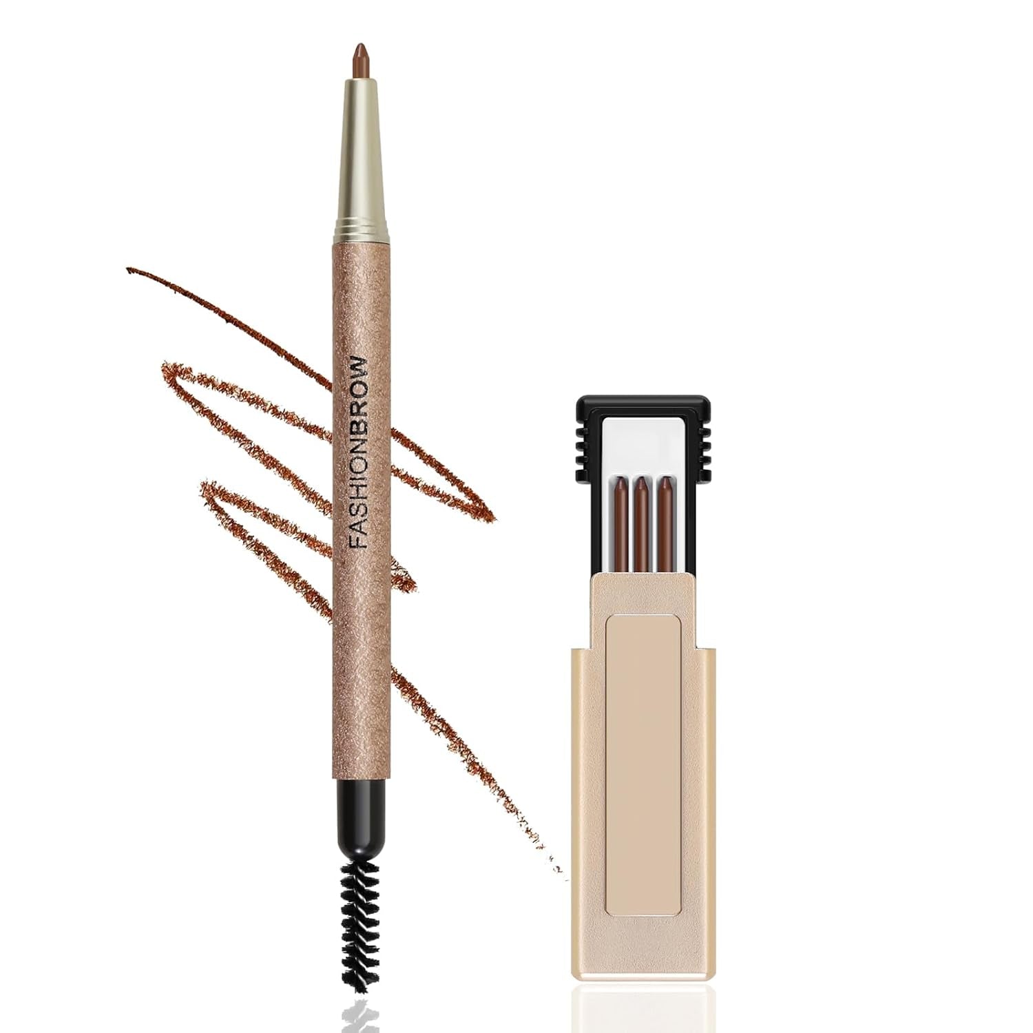 Eyebrow Pencil Kit, Eyebrow Filler Pencil with Brush, Long Lasting Shaping Brow Pen, with 3 Replacement Refills and Brow Stencils