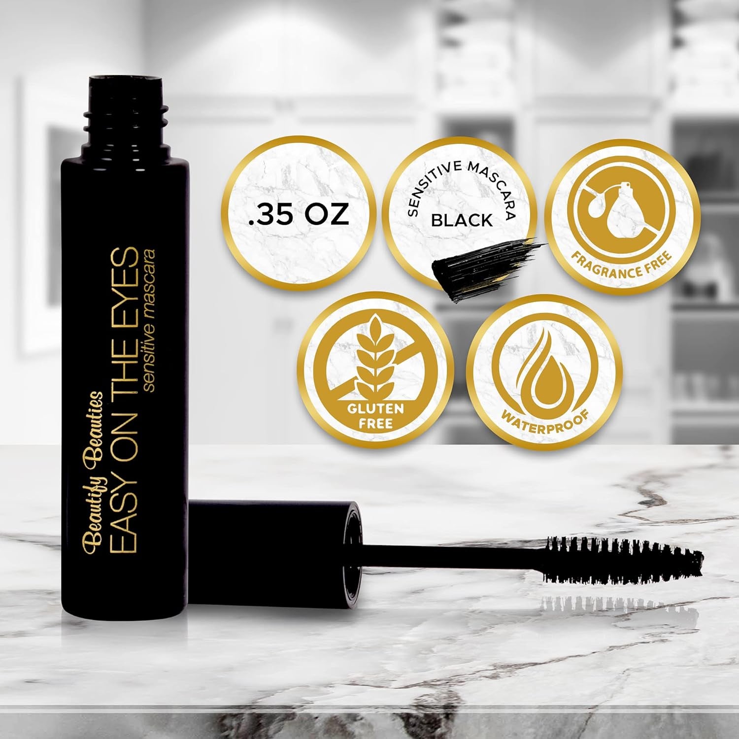 EASY on the EYES Sensitive, Hypoallergenic Eye Mascara for Contact Lens Wearers – Non-Irritating, Fragrance-Free for Natural Looking Lashes- 0.35 Oz