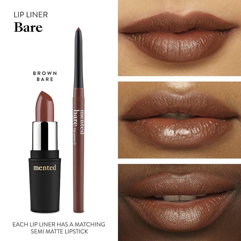 Cosmetics Lip Liner for Women, Dark Brown Lipliner Lip Pencil, Waterproof Lipliner, Vegan + Cruelty Free Makeup, Bare