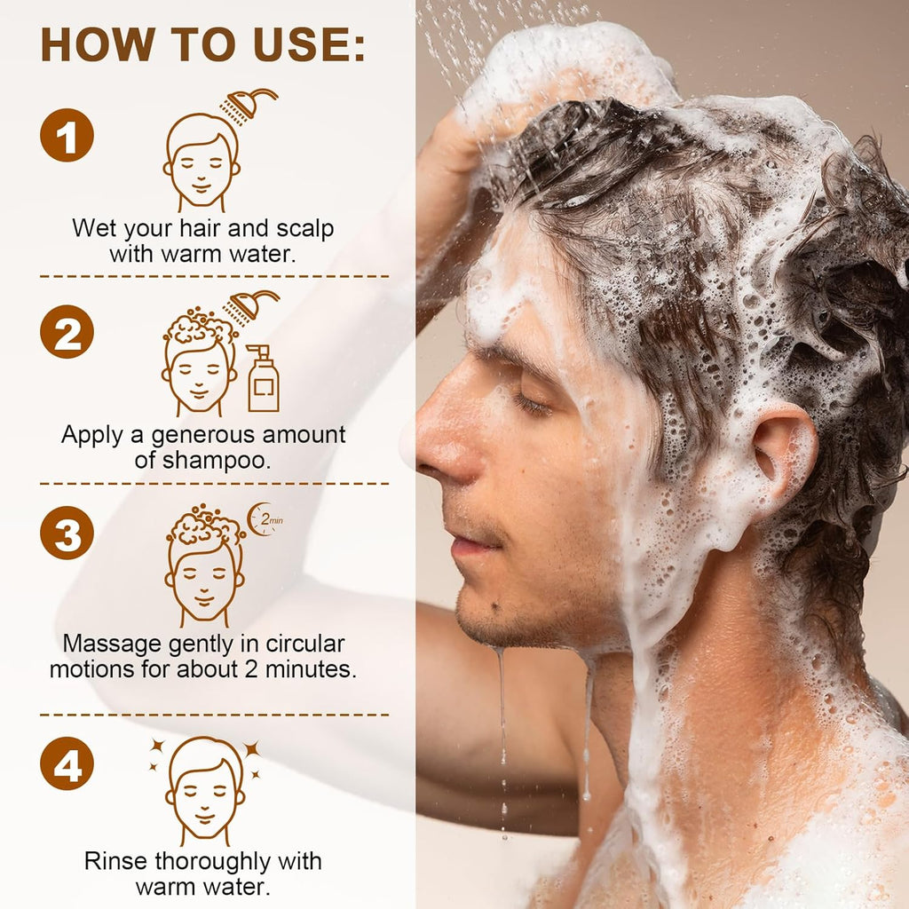 Caffeine Shampoo Cleanses Scalp, Promotes Natural Hair Growth - Men'S Scalp Tonic for Thinning Hair