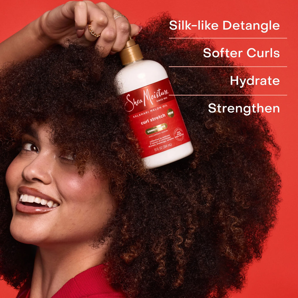 Curl Stretch Detangling Conditioner Kalahari Melon Oil Infused with Hyaluronic Serum Type 4 Curly Hair, 13 Oz