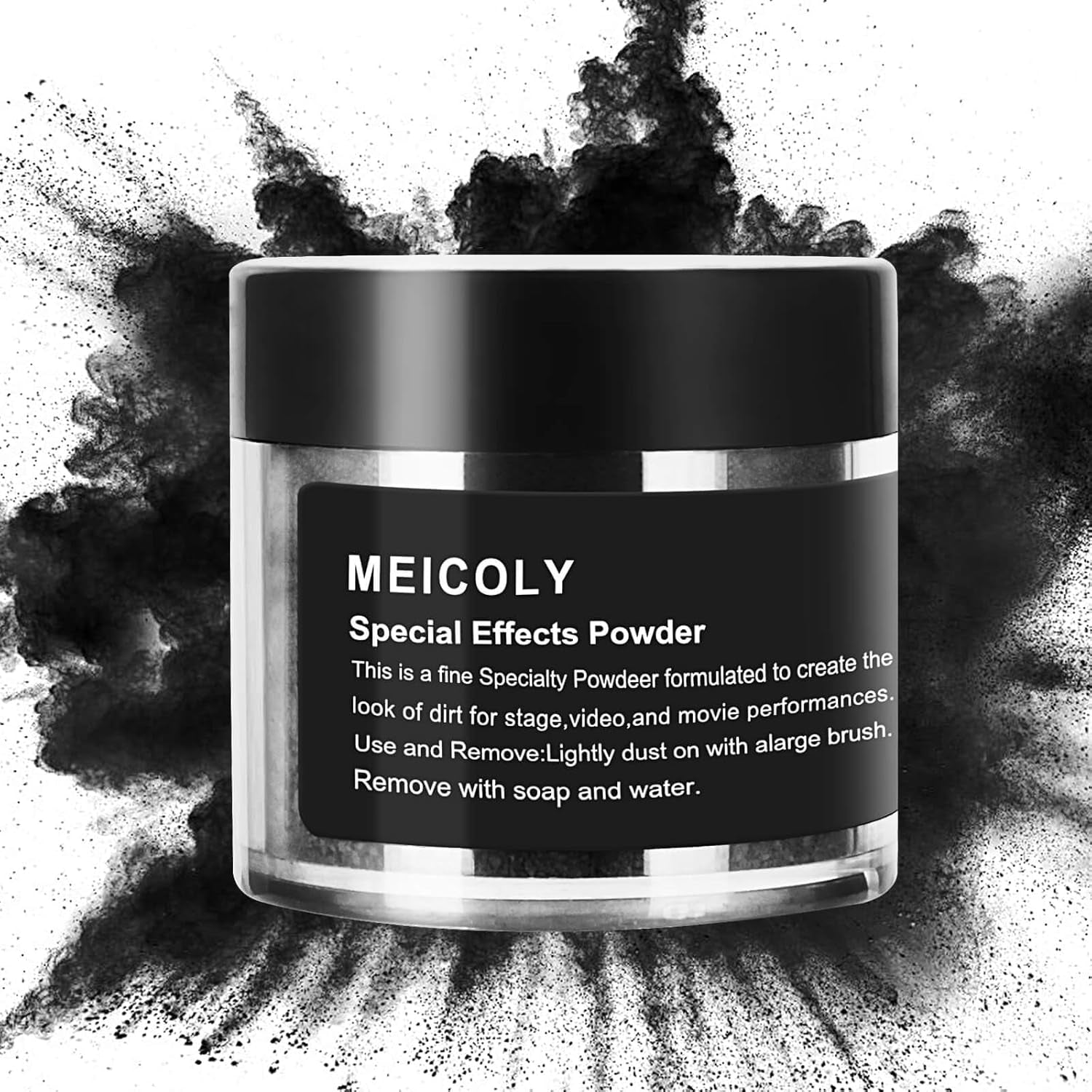 Black Special Effects Powder,Ultrafine Loose Dirt Powder for Stage,Video and Movie Performances,Professional Special Effect Makeup Powder for Halloween,Charred Ash,0.88Oz