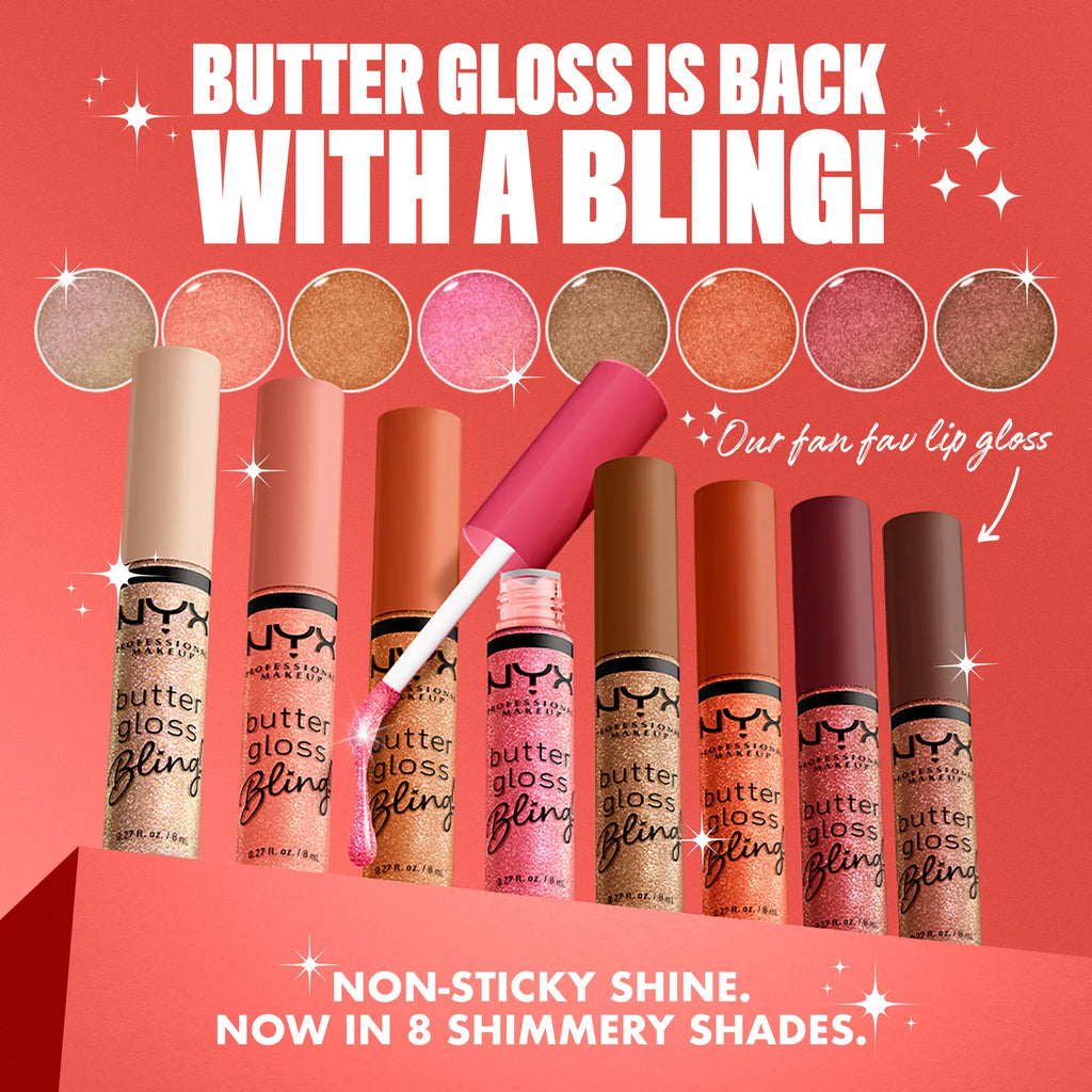 Butter Butter Gloss Bling Non Sticky Lip Gloss, Bring the Bling, 0.27 Fl Oz