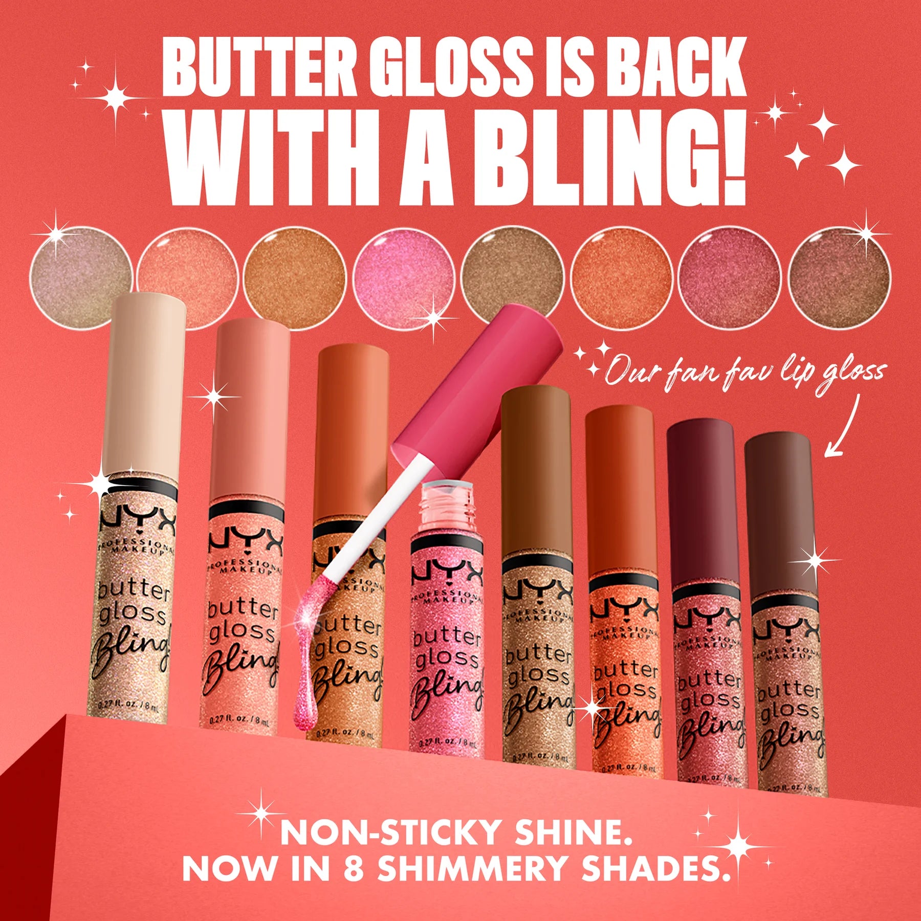 Butter Butter Gloss Bling Non Sticky Lip Gloss, Bring the Bling, 0.27 Fl Oz