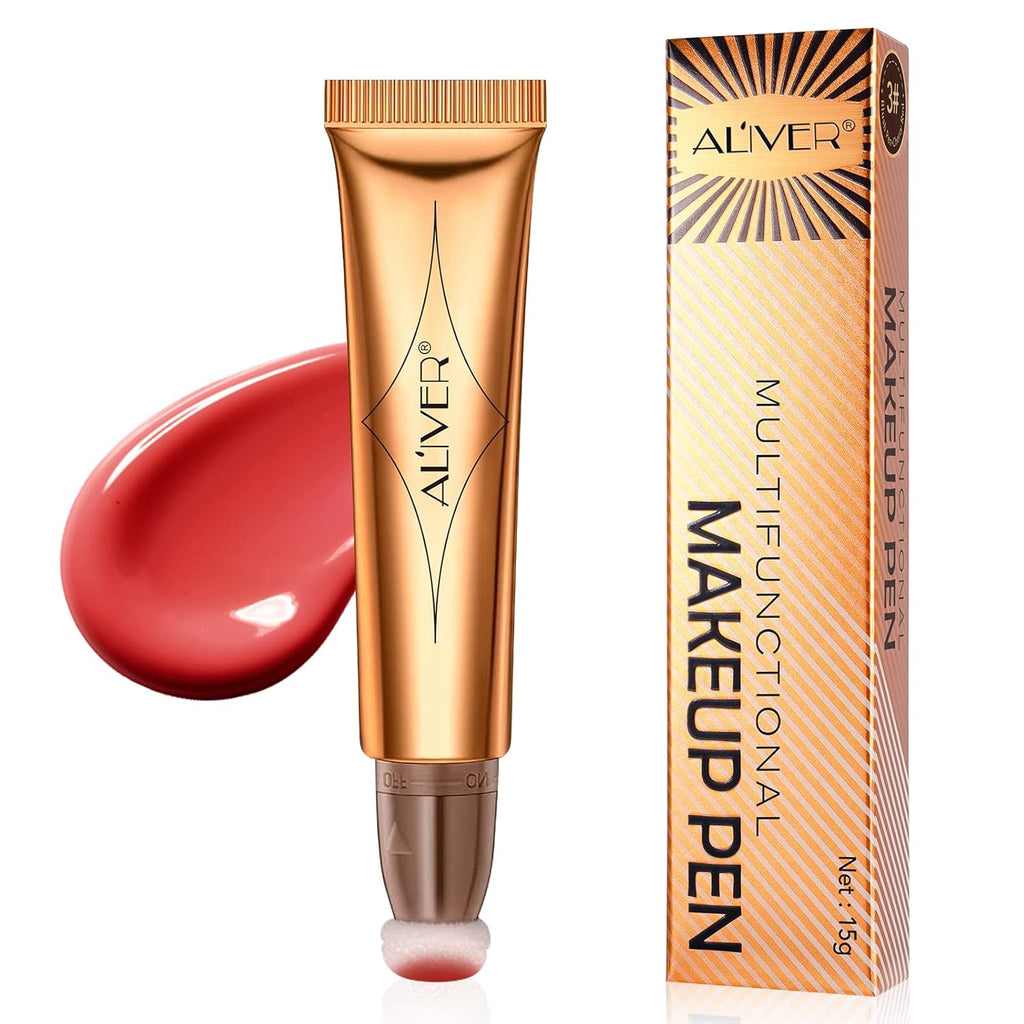 Blush Pen,Beauty Liquid Blush Stick with Cushion,Matte Face Blush,Natural Silky Smooth Creamy Liquid Blush Wand, Lightweight Blendable Blush Stick for Cheek Lip(03# Blush-Cherry Red)