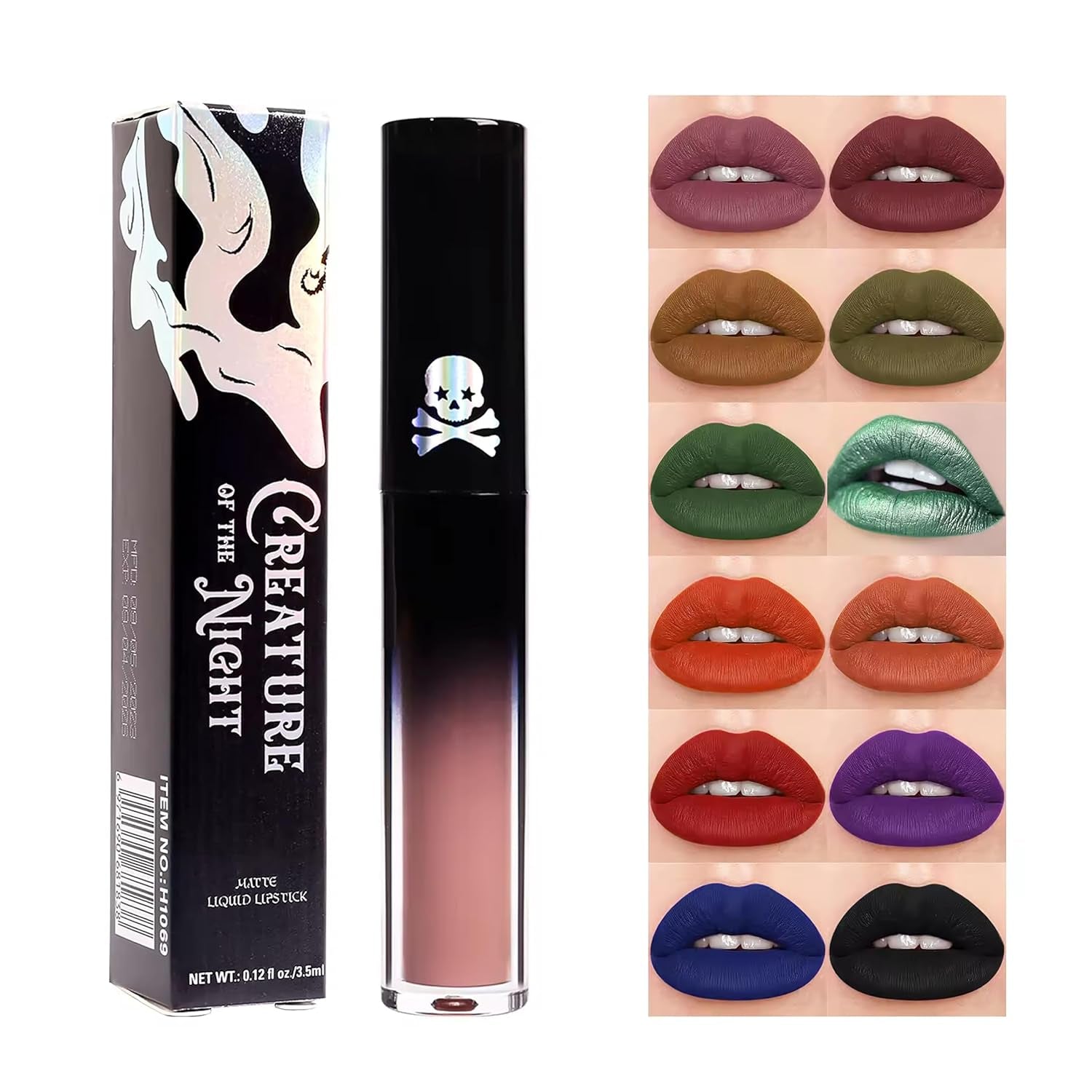 4Pcs Gothic Style Lipstick Kits, Goth Make up Green Matte Lipstick, Red, Long Lasting Lip Stick for Halloween Festival Goth Makeup Lip Gloss Gift Sets for Women (Color A, 2.6 Ounce (Pack of 4))