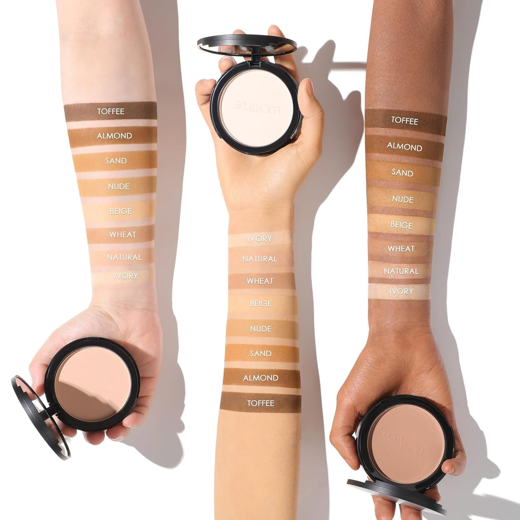 Flawless Pressed Powder, Control Shine & Smooth Complexion, Pressed Setting Powder Foundation Makeup, Portable Face Powder Compact, Long-Lasting Matte Finish, Nude