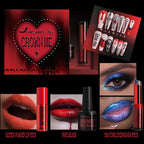 4 Set Matte Soft Mist Halloween Vampire Lipstick Powder, Nail Slice, Fakeblood, Two Tone Eyeshadow for Sports Halloween Birthday Party Clown Makeup Sets (Set A)