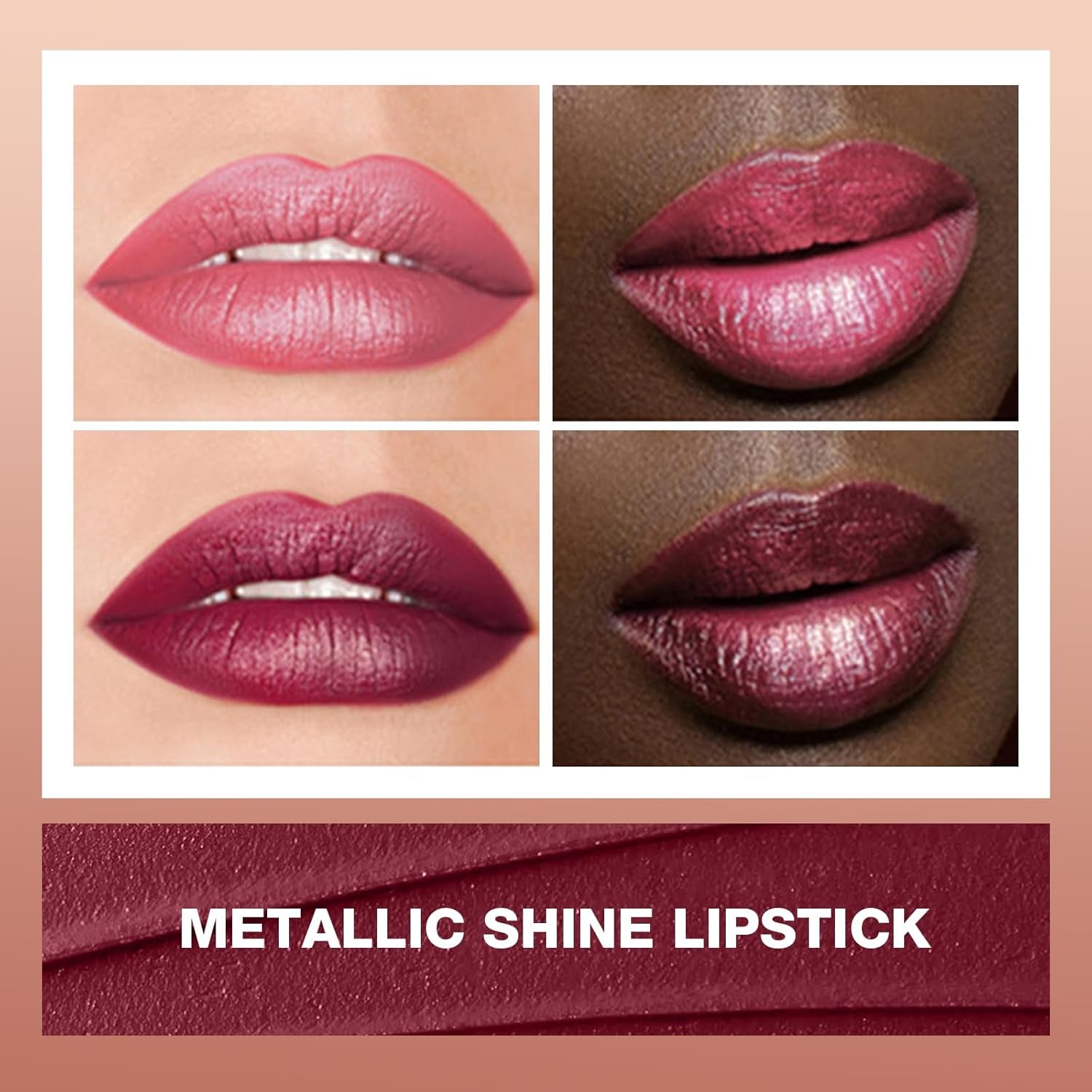 BEAUTY SEARCHER Lipstick, Metallic Shine Finish Lip Balm Glossy Hydrating Nude Velvet Red Long-Lasting Moisturisation Luxury Lip Stick Makeup ((01) Love Burgundy)