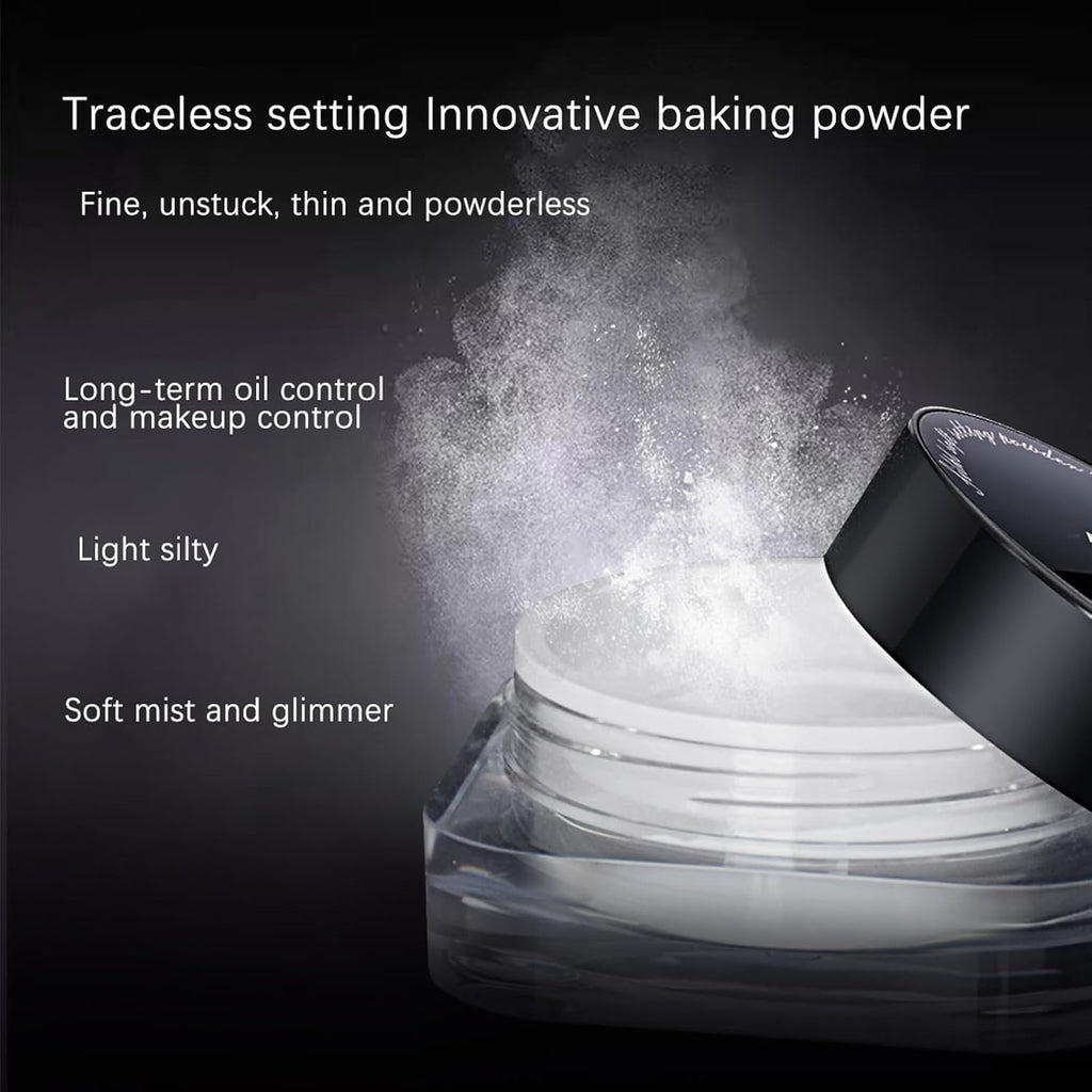 Loose Setting Powder Makeup for Face, Oil Control Smooth Face Makeup Powder Foundation, Waterproof Setting Powder Compact, Make up Finishing Powder (Transparent)