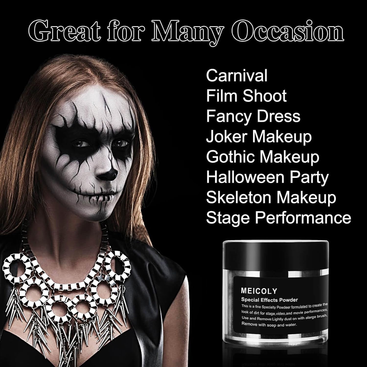 Black Special Effects Powder,Ultrafine Loose Dirt Powder for Stage,Video and Movie Performances,Professional Special Effect Makeup Powder for Halloween,Charred Ash,0.88Oz