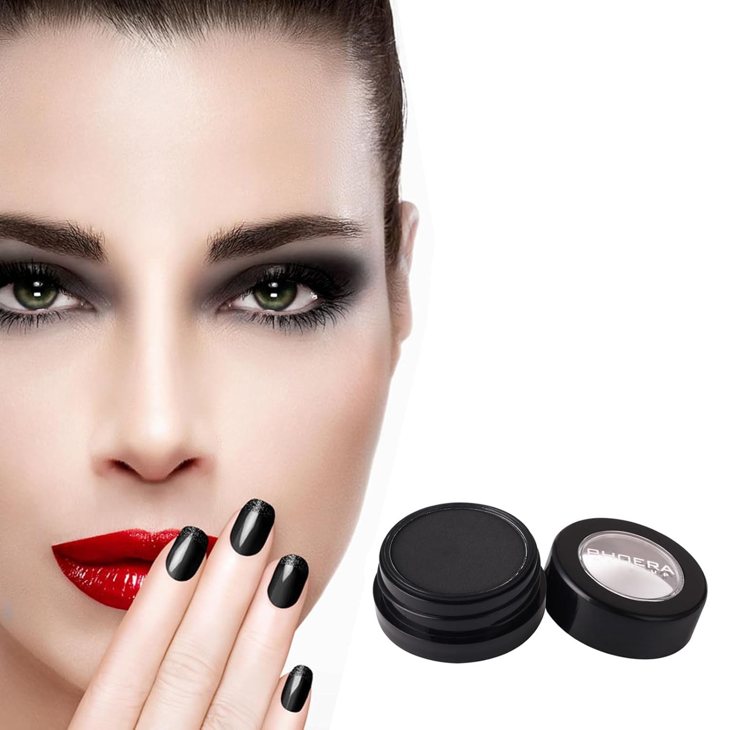 Black Single Eyeshadow,Pressed Powder Matte Eye Shadow,Ash Eye Black Special Effects Powder,Opaque Vegan Cruelty Free Eyeshadow for Halloween Goth Gothic Skull Makeup,Day & Night