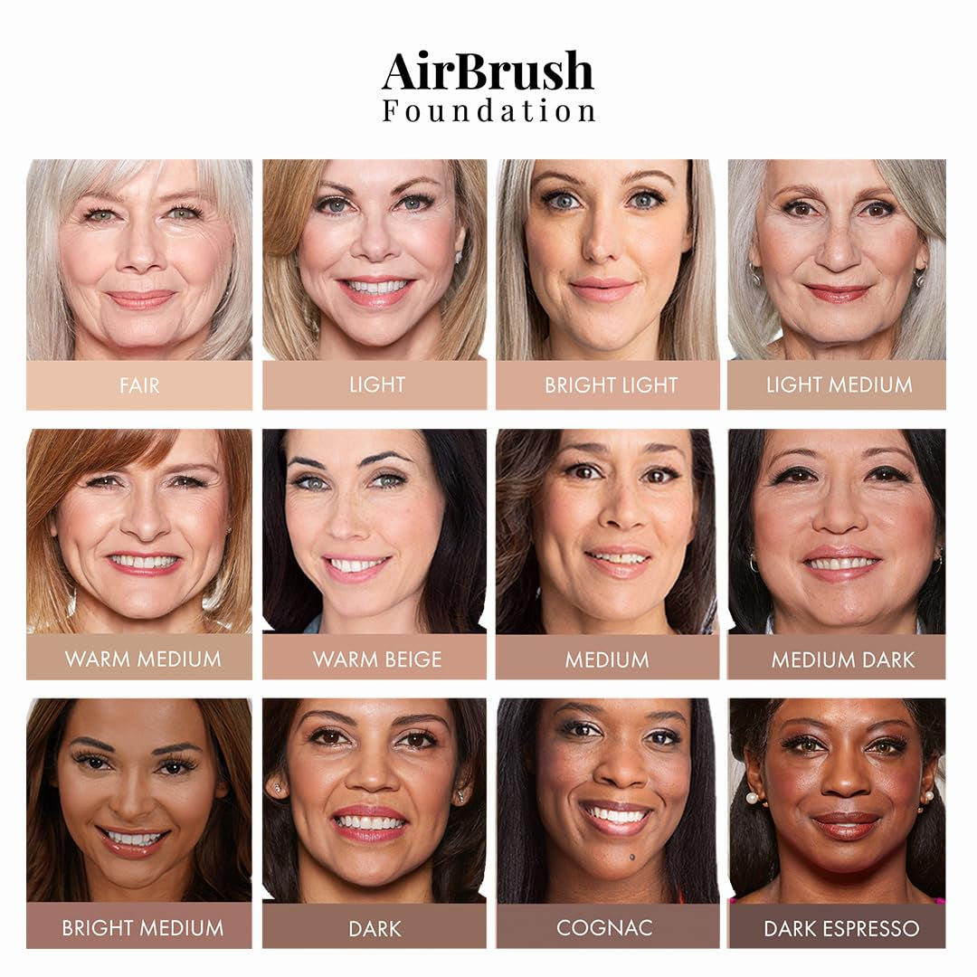 Magicminerals Airbrush Foundation Set by  - Complete 5Pc Spray Makeup Set with Foundation, Primer, and Setting/Finishing Spray - for Smooth, Radiant Skin (Warm Beige)