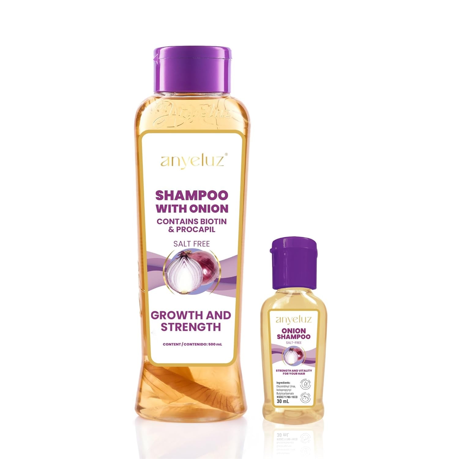 Kit Duo Onion Shampoo + Mini Travel Size, Hair Care & Hydration, Oil-Control & Deep Cleansing, Shine-Enhancing & Strengthening Formula, Natural Extracts, All Hair Types