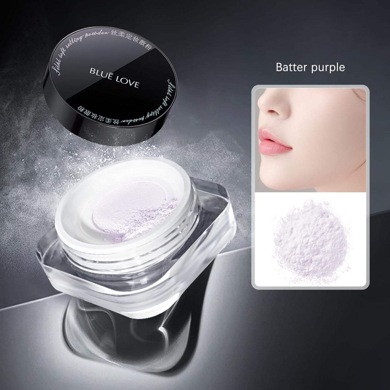 Loose Setting Powder for Oily Skin, Long-Lasting Oil Control Makeup, Waterproof Compact for a Smooth Finish (Purple)