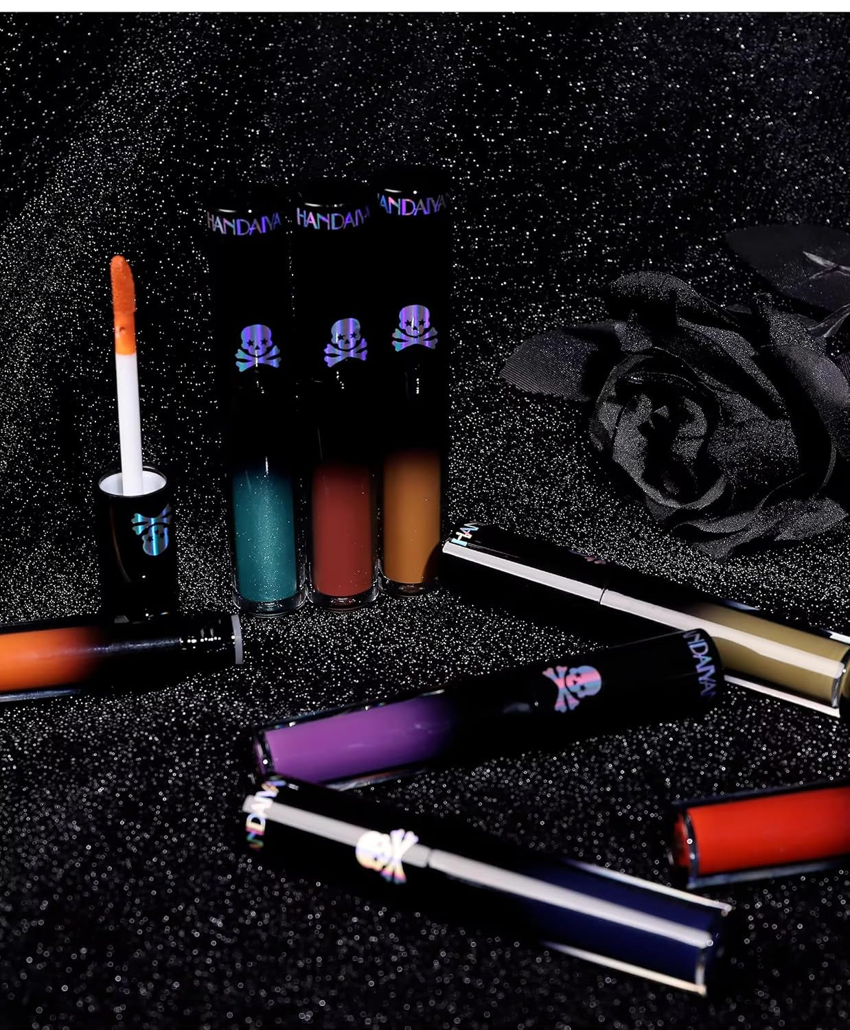 4Pcs Gothic Style Lipstick Kits, Goth Make up Green Matte Lipstick, Red, Long Lasting Lip Stick for Halloween Festival Goth Makeup Lip Gloss Gift Sets for Women (Color A, 2.6 Ounce (Pack of 4))